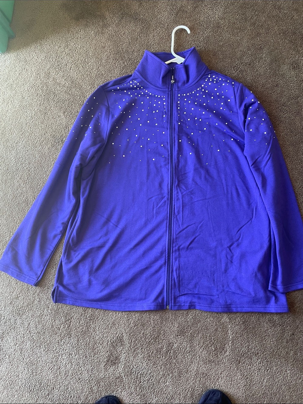 Quacker Factory Purple Rhinestone Full-Zip Jacket
